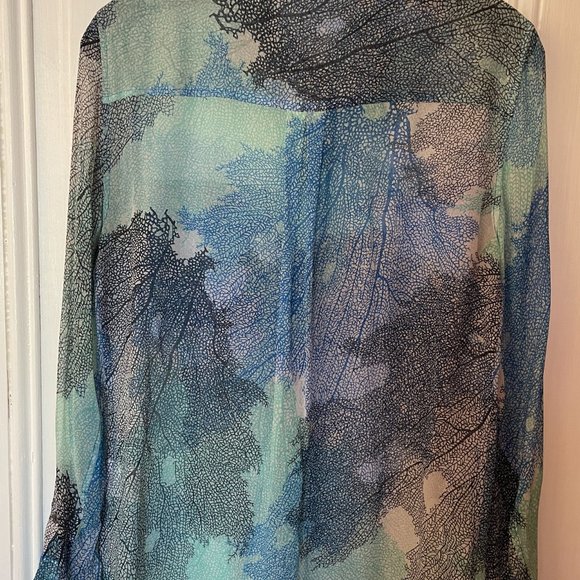 Equipment silk blouse - blue coral motif S - Picture 2 of 5